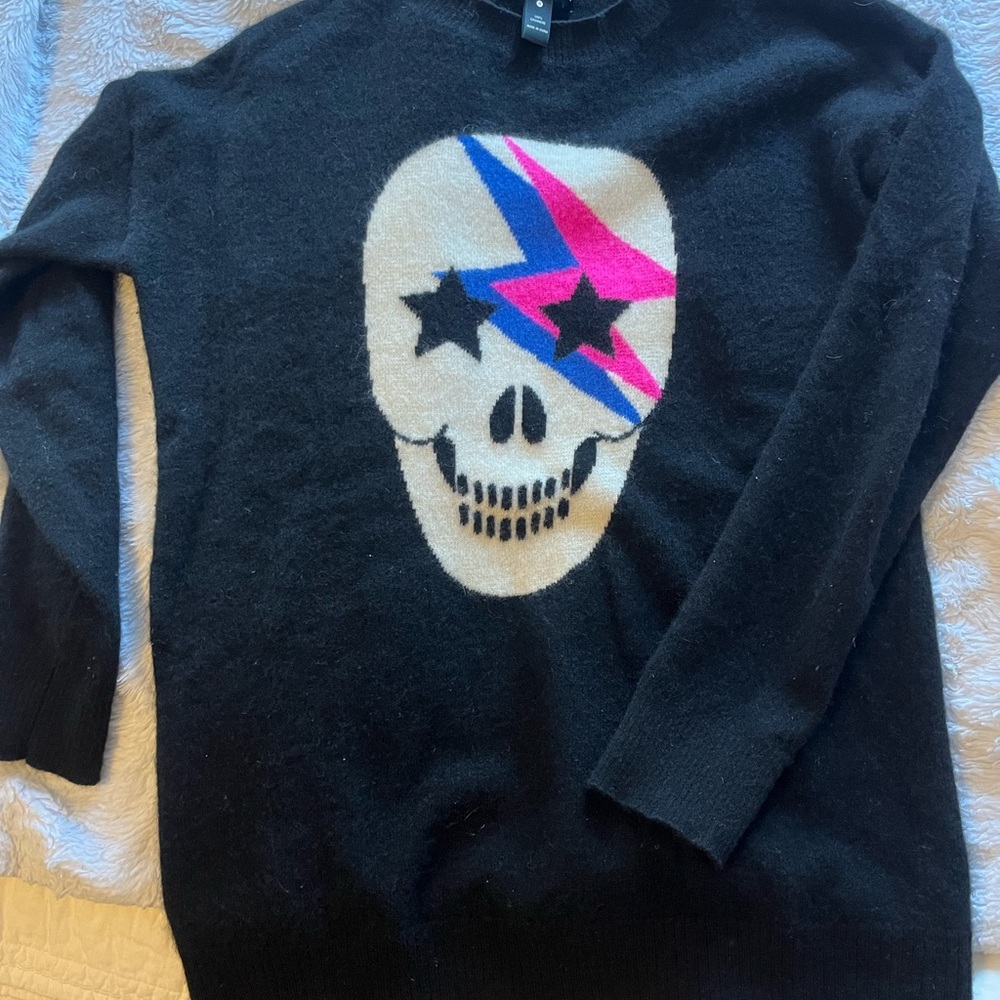 Womens size small CASHMERE SWEATER, David Bowie Skull
